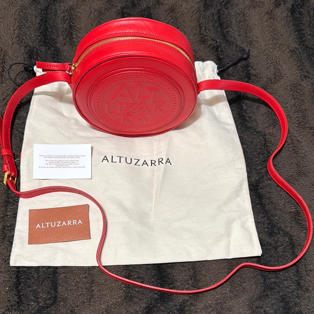 Altuzarra Red Medallion Crossbody Bag with Circular Design